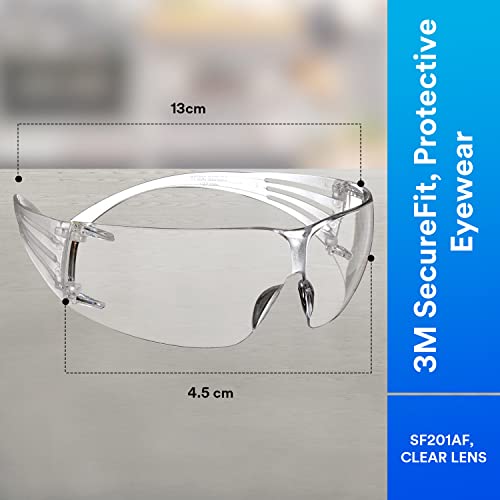 Защитни очила 3M, SecureFit, 20 броя в опаковка, ANSI Z87, Прозрачни лещи с защита срещу замъгляване и надраскване, Прозрачни