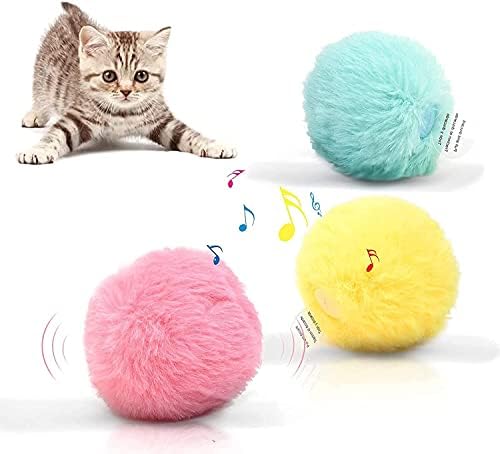 Играчки топки, за котки PomeWW, който пее топка, 3 бр., моля плюшено топка за коте, с най-новите реалистични звуци чириканья