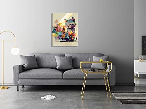 Забавен Фигура на стената в Банята, Абстрактна Картина С по-Сладък Котка И Цвете, боядисани стени, Модерни Ярки Цветове, Спалня