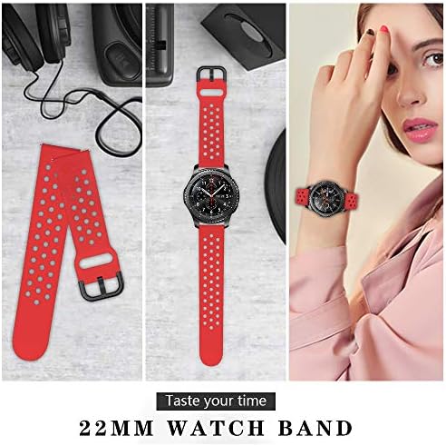 Каишка iBazal Galaxy Watch 46 мм, силикон 22 мм, Съвместим с Samsung Gear S3 Frontier Classic, Huawei Watch GT/GT 2 46 мм, Разменени спортен