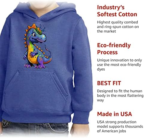 Пуловер с участието на Динозавър за Деца, Hoody с качулка - Сладък Руното Hoody с Шарени Гъба - Kawaii Design Hoodie за деца