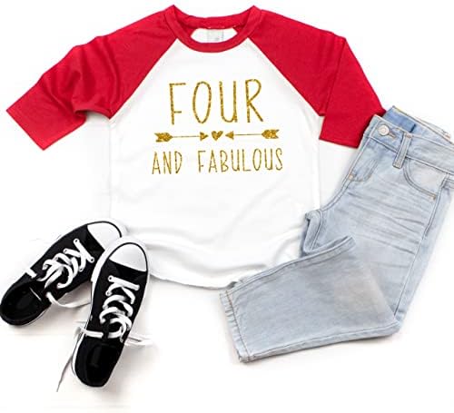 Bump and Beyond Designs Тениска за момичета на Четвъртия Рожден Ден Four and Fabulous Shirt
