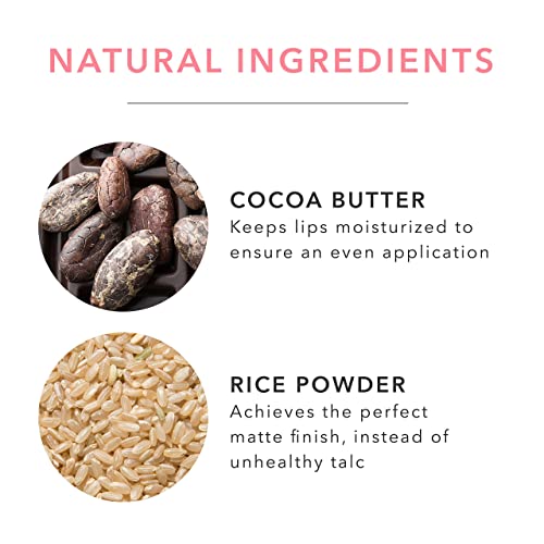 Матово червило от ЧИСТО какаово масло с пълно покритие през целия ден, Трайно хидратиране и омекотяване на Естествения