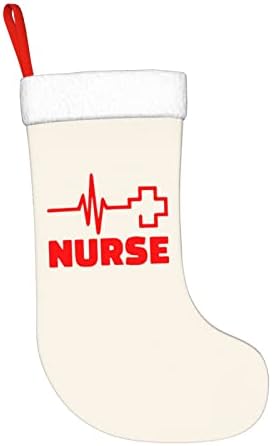 Waymay Сърцебиене Медицински Сестри Коледа На Отглеждане 18 Инча Коледен Окачен Чорап Класически Празнични Украси Чорапи