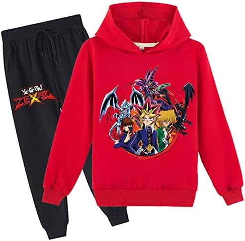 Детска hoody с качулка в стил Аниме UMocan и панталони за джогинг - Yu-Gi-Oh, в Спортен Костюм с дълги ръкави и шарките, Hoody с качулка