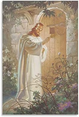 Исус Чука на вратата Картина на Исус Христос Плакат Картина на Платното за Печат Стенно Изкуство Домашна стая D Печат върху платно