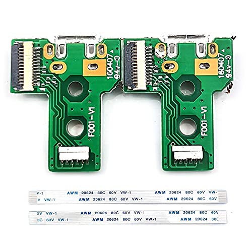 SUBALIGU 2 елемента JDS-030 Взаимозаменяеми Порт за зареждане в събирането на 12-пинов за PS4 DualShock 4, Адаптер Micro USB Конектор