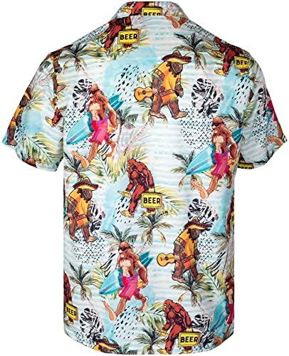 MIKENKO Забавно Хавайска Риза Тропически Къс Ръкав Летни Плажни Копчета Бира Йети Хавайски Ризи за Мъже 3XL 4XL