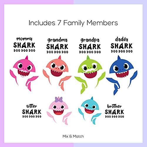 EKOI Етикети с Желязо за семейни Ризи - Baby Shark Еднакви Тениски С Силует, Винилови Ленти с Теплопередачей за Ваканция,