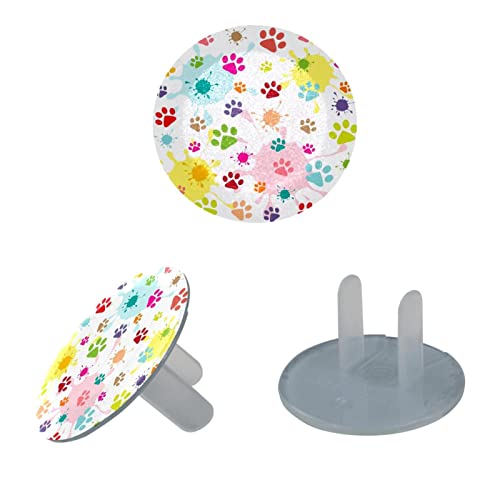 Цветни капачки за контакти с отпечатъци от щенячьих лапи, 12 опаковки - Защитни капачки за контакти, за деца – Здрави и устойчиви –
