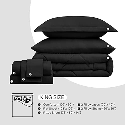 Комплект одеяла Love's cabin King Size, Черен, 7 предмети, Двойно легло в пакет, Всички комплекти спално бельо King с 1