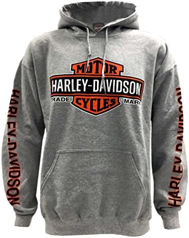 Мъжки Пуловер с логото на Harley-Davidson Bar & Shield, Hoody с качулка, Сив