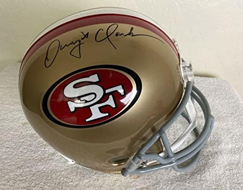 Пълен размер каска NFL San Francisco 49ers с автограф на Дуайт Кларк и автограф на Бекет