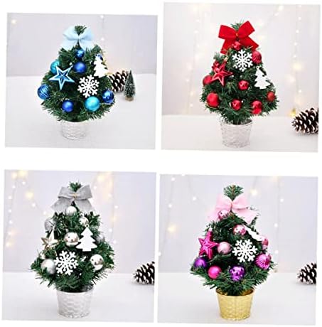 Toyvian 1 бр. Розови Орнаменти, Украсена Коледна Елха, Коледно Дърво с Основание, Настолна Коледна Елха, Коледен Орнамент от PVC,