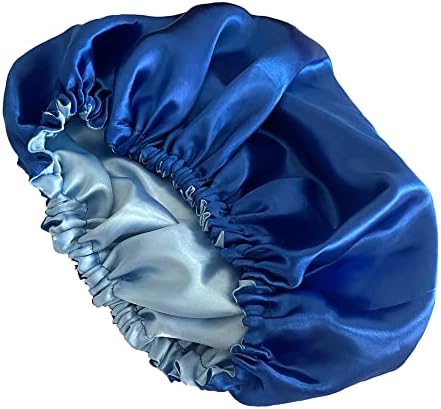 Сатен Шапчица-капор за сън (в синьо)