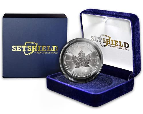 1988 - Сега (Случаен година) Канадската сребърна монета под формата на кленов лист с тегло 1 унция с Подарък кутия с led подсветка