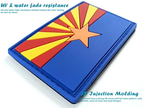 JBCD Нашивка с флага на Аризона, Тактическа нашивка с цип кука и примка от PVC (2 опаковки)