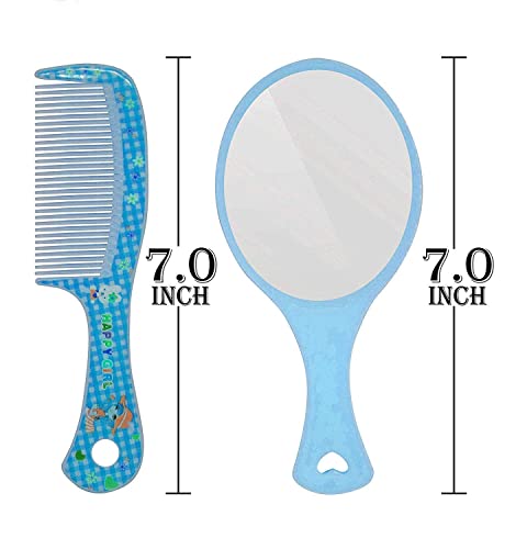 Качествена Мини-Гребен за коса с огледало за грим за пътуване /Гребен с Преносим Огледало В опаковка от 2 броя (в Синьо)