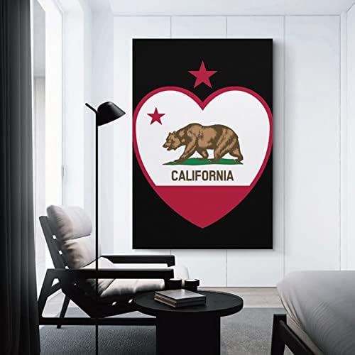 Калифорнийски Флаг С Принтом във формата на Сърце, Стенно Изкуство, Съвременно Произведение на Изкуството, Вертикална Подвесная