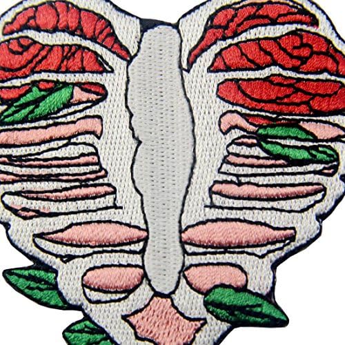 Анатомический Скелет във формата на Сърце с Аппликацией от Листа, на Бродирани Иконата, Пришитый Желязо Нашивке