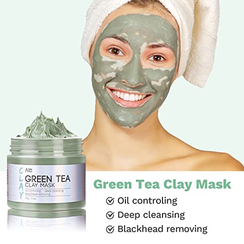 Глинена Маска ANAI РУИ с куркума - Глинена Маска от зелен Чай - Кална Маска с Минерали от Мъртво море, Набор от спа маски за лице