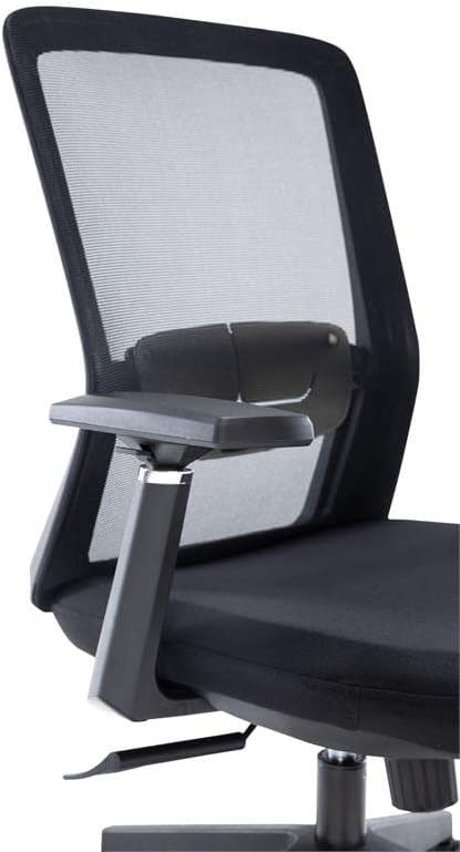 LeisureMod Ingram Модерна офис работно стол, надморска височина, с регулируеми подлакътници и завъртане на 360 градуса, черен