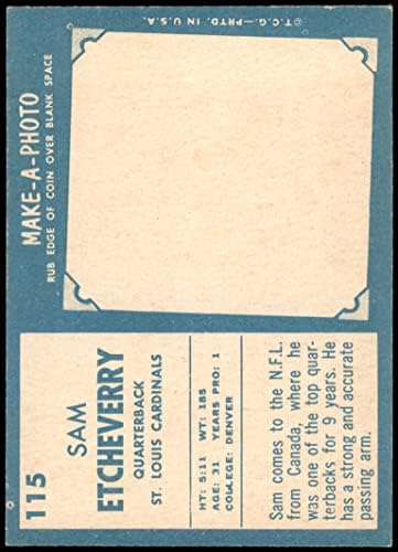 1961-Добрият 115 Сам Этчеверри Сейнт Луис Кардиналс-FB (Футболна карта) EX/MT Кардиналс-Денвър FB