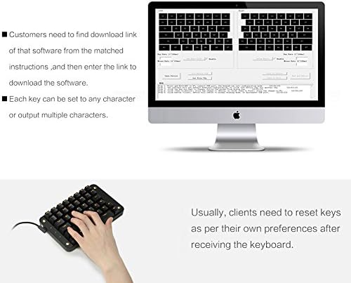 Програмируема Детска клавиатура Koolertron Cherry MX Black, Ръчна Детска клавиатура с 43 програмируеми бутони, настройка на макро клавиатурата с една ръка, подчертаване може д?