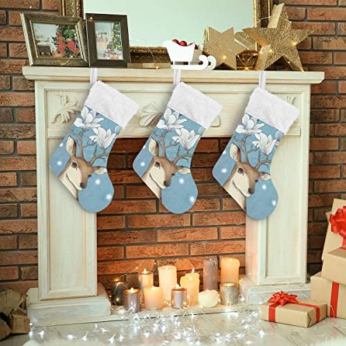 Коледни Чорапи PIMILAGU с Забелязан елен, 1 Опаковка, 17,7 инча, Окачени Чорапи за Коледна украса