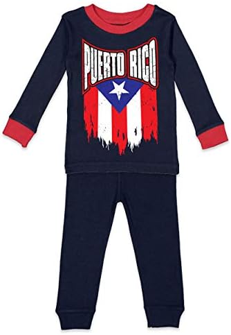 Пуерто Рико - Дрипави Флаг, Комплект от Детски ризи и Панталони Strong Proud