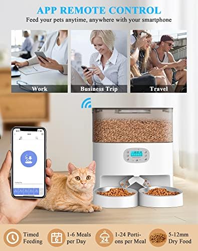 Автоматична Ясла HoneyGuaridan обем 6 литра за 2 котки, Автоматична Чрез Smart Feed с поддръжка на Wi-Fi На 2,4 G за Кучета