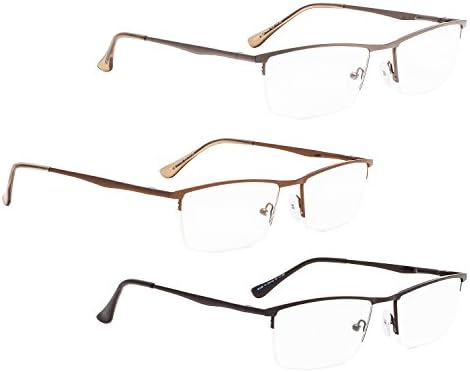 LUR 3 опаковки на метални очила за четене + 3 опаковки очила за четене без рамки (само 6 двойки ридеров + 1,50)
