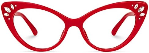 Очила с Прозрачни Лещи VOOGLAM Cat Eye За Жени С Диаманти В Винтажной Червени Рамки За Очила Без Рецепта 0164