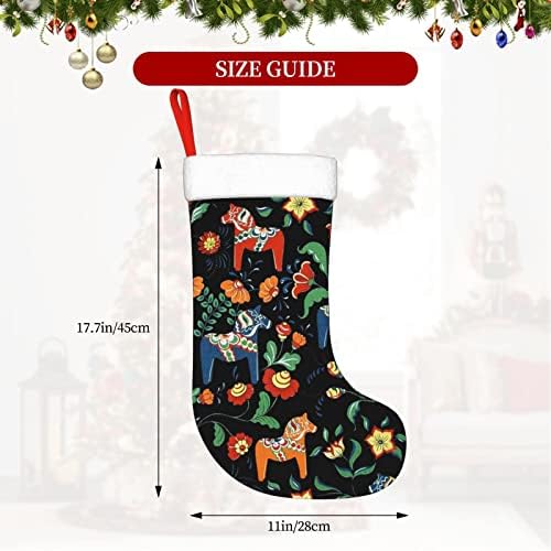 Waymay Цвете Шведската Кон Коледа На Отглеждане 18 Инча(А)А) Коледен Окачен Чорап Класически Празнични Украси Чорапи