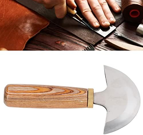 Нож за рязане на кожа, Тънка полиране Лесно управление с полукръгла нож за изрязване на кожата Нож за рязане на кожа с дървена дръжка.