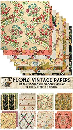 Хартиени опаковки (16sh 10 x10) Цветя в бароков стил Рококо FLONZ Реколта Хартия за Scrapbooking и Бродерия