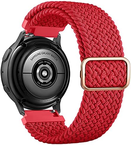 Ракита Дъвка Wanme за Samsung Galaxy Watch Active 2 44 мм 40 мм Watch Active и Galaxy Watch 3 41 мм и Galaxy Watch 42 мм, 20 мм Еластичен ремък с Регулируема катарама Гривни (Червен)