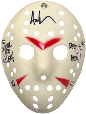 Ари Lemans с автограф и подпис на маската на Джейсън Ворхиса Петък, 13-то число JSA