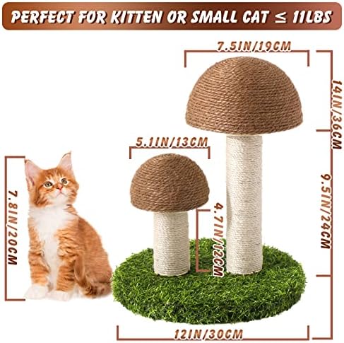 Когтеточка за котки Lihaobm - Гъбична Когтеточка за котки с Дюзи от естествен сезал, Когтеточкой и Трайна Основа за малки котенца и