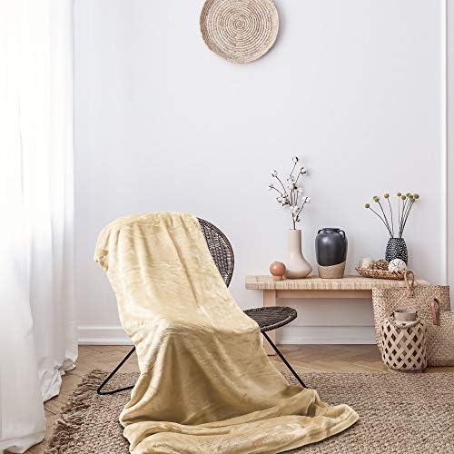 Kingole Фланелевое Флисовое Одеяло от микрофибър, Луксозно Светло Жълто одеяло Queen Size, Лесен Уютен разтегателен диван,