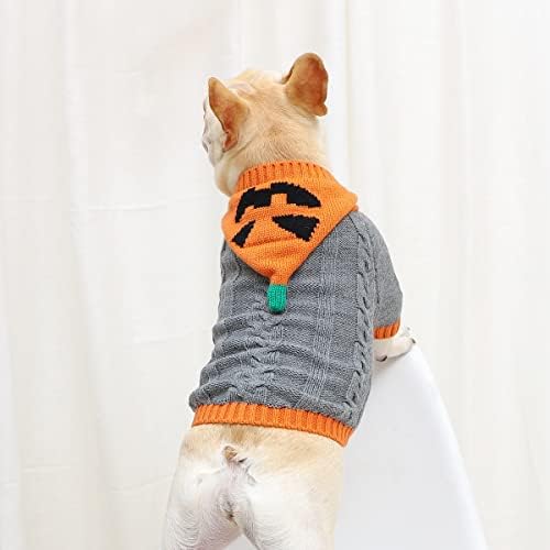 Пуловери за домашни любимци Kayto на Хелоуин, Пуловер, за кучета, Празнична тема за Коте и Котки с шарени Тиква на черепа, Дрехи