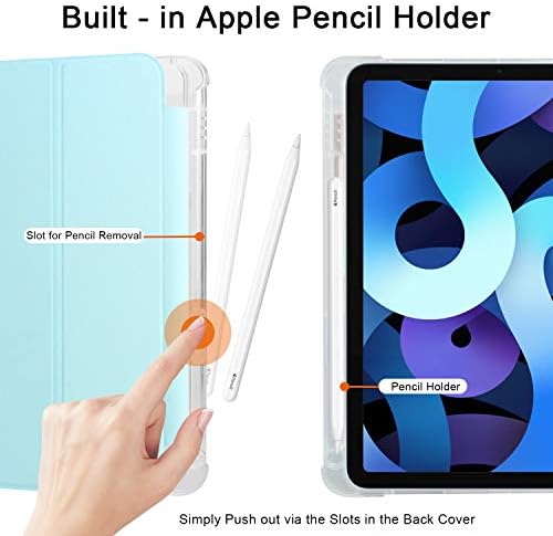 Калъф Neepanda за iPad Air 4-то поколение 10,9 инча 2020 с държач за моливи, [Поддържа зареждане на моливи, 2-то поколение] Мека матирана Полупрозрачна делото от TPU, калъф-поставка