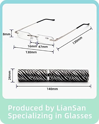 LianSan 2 Двойки Компактни Очила за четене за Жени, Минимализъм, ултра-леки, Тънки Джобни Очила за Четене с Преносим Калъф, Защита От Пренапрежение
