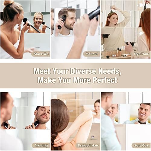 Dripex 3-Позиционен огледало за Самостоятелно подстригване на коса, Огледало на 360 ° за мъже или жени, Трехстворчатое