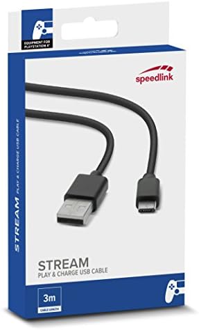 USB кабел за възпроизвеждане и зареждане на видео стрийминг Speedlink за Sony PS4, Черен