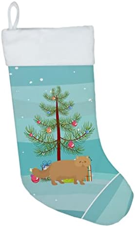 Съкровищата на Каролина CK4678CS Персийски Модерен Котка весела Коледа Коледни Чорапи, Чорапи За Висящи пред Камината, Коледен