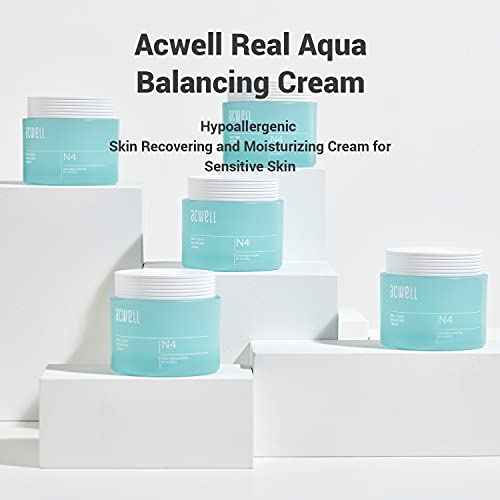 ACWELL Real Aqua Balancing Cream 1,69 течни унции - Хидратиращ крем за лице балансиращ рН, Успокояващ Проблеми с кожата и зачервяване