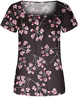 Блуза от Ликра с Квадратна деколте за Момичета, Лято-Есен, Всекидневни Топ с Цветен Модел, Жена Топ 2023, Облекло 0 М