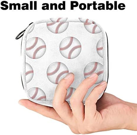 Бейзболна Чанта За Съхранение на Хигиенни Кърпички с Изображение на Бяла Топка, Чанта за Менструални Тампони, Преносим Чанта за Менструалната