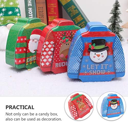Коледна Украса GALPADA 1 Комплект 3шт Коледни Декоративни Подаръчни Кутии, Консервени Кутии за Бонбони (Red Green Blue)